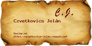 Czvetkovics Jolán névjegykártya