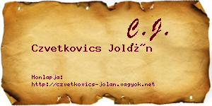 Czvetkovics Jolán névjegykártya