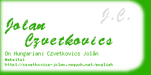 jolan czvetkovics business card